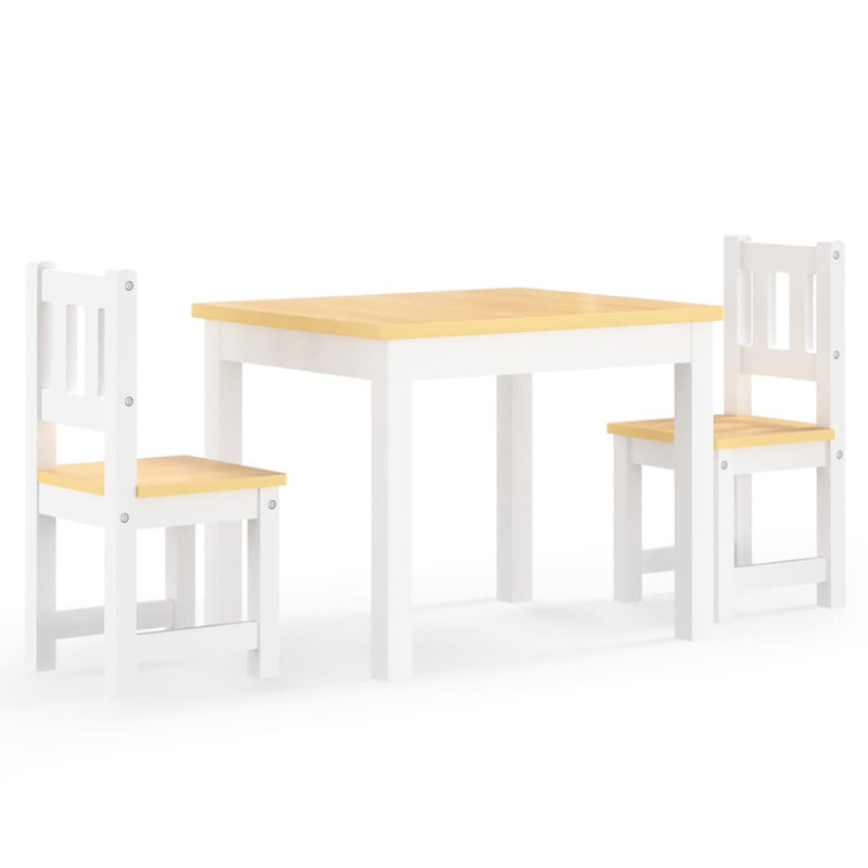 Nelly Kids 3 Piece Rectangular Play Or Activity Table and Chair Set, White/Beige