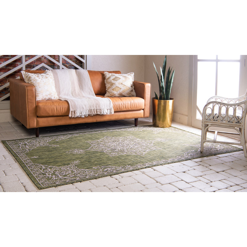 Tapis oriental vert / gris Crabill, Rectangle 8 pi x 11 pi 4 po