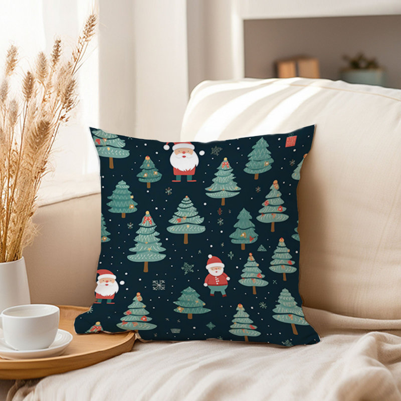 Holiday Christmas Tree Santa Claus Pattern I Modern, 20"H x 20"W