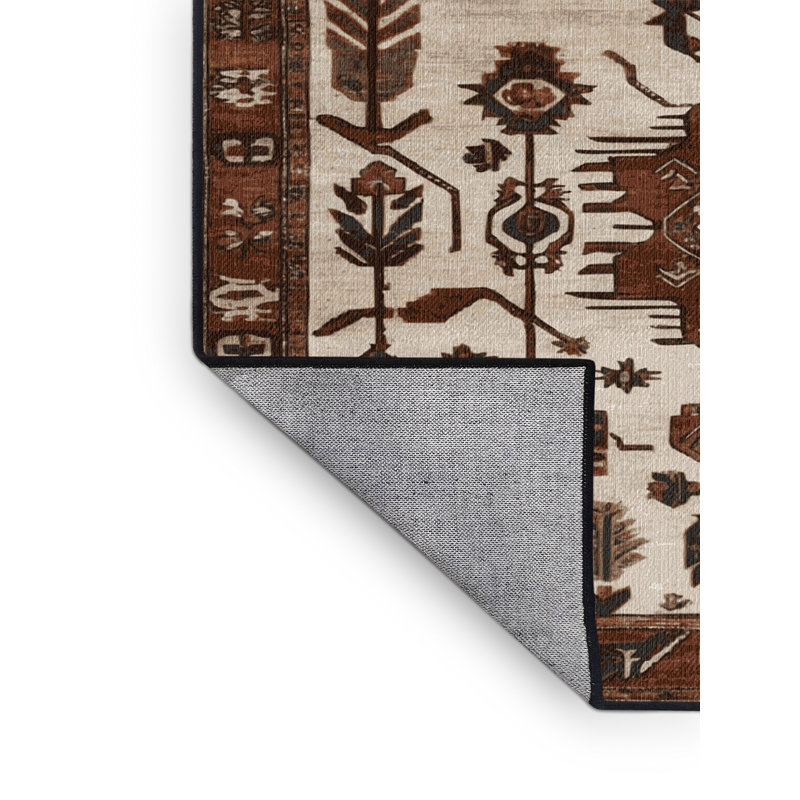 Machine Washable Persian Brown Area Rug, Square 8'