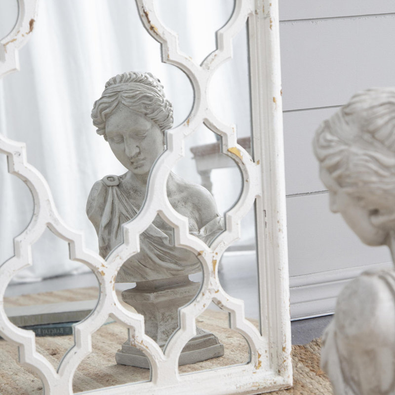 Miroir de plancher blanc vieilli