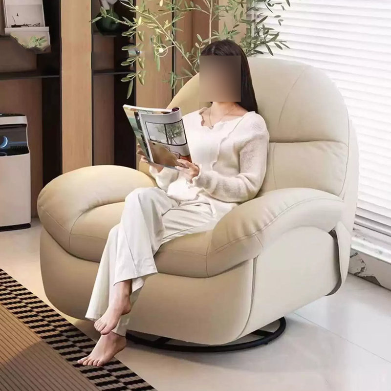 Multi-functional Single Recliner with Faux Leather, Beige