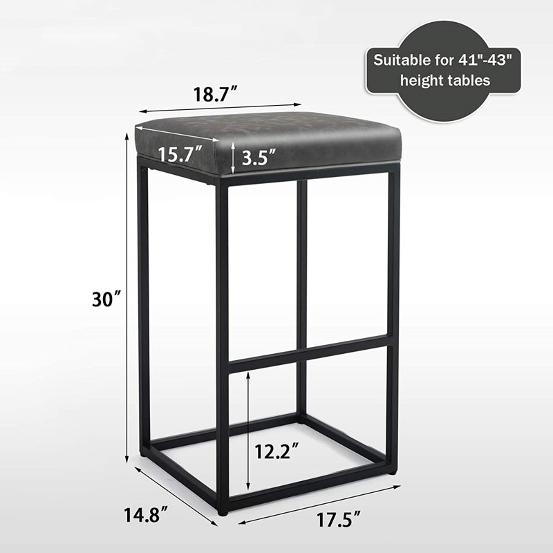 Tabourets 24 po Jadwiga, gris, Tabouret de bar (siège d'une hauteur de 30 po)