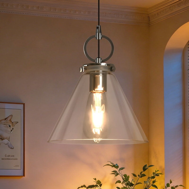 Luminaire suspendu moderne à 1 lumière avec abat-jour conique et luminaire suspendu réglable pour îlot de cuisine Levona