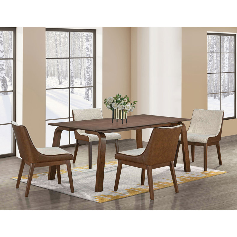 71.4" W Mid-Century Modern Dining Table, Walnut