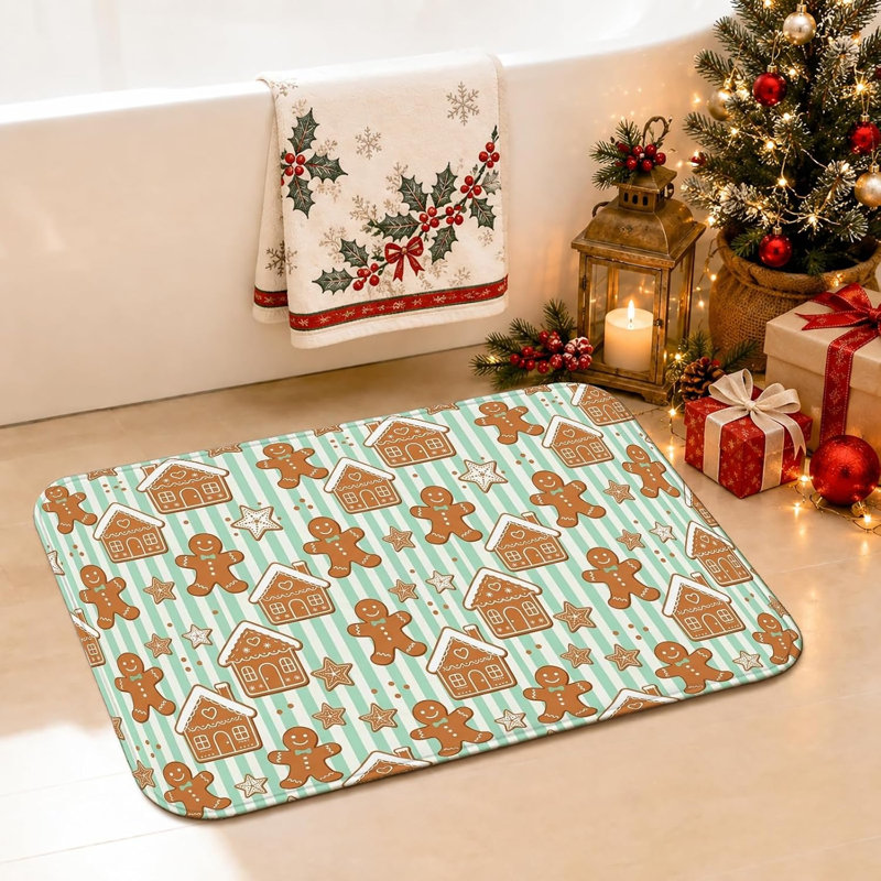 Tapis de salle de bain Gingerbread Man House, 24 po x 36 po, Single- 35.43" L x 23.62" W