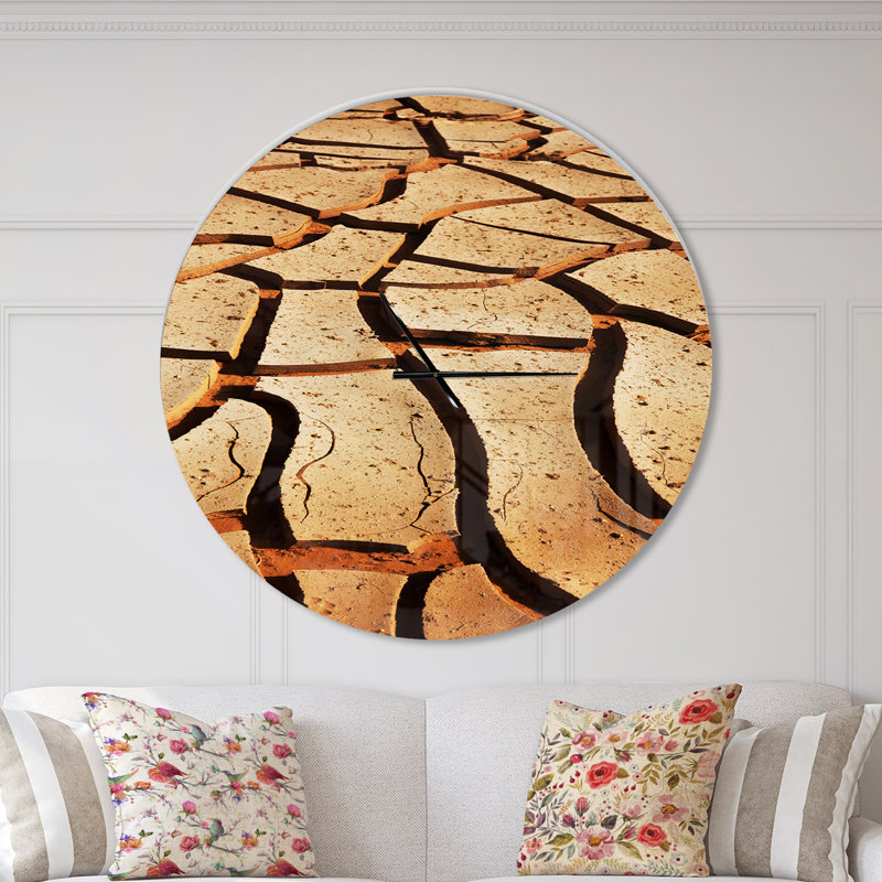 Horloge murale moderne Cracked Brown, Grand
