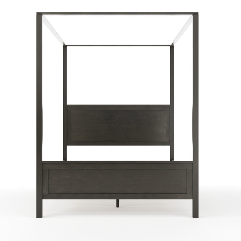 Hayes Dark Gray Queen Canopy Platform Bed with Wood Headboard