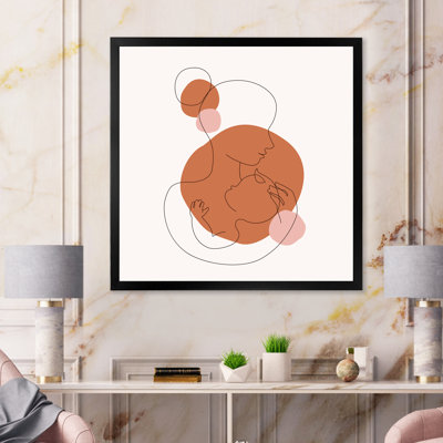 " Abstract Mother with a Child in One Line Art " Graphic Art Print