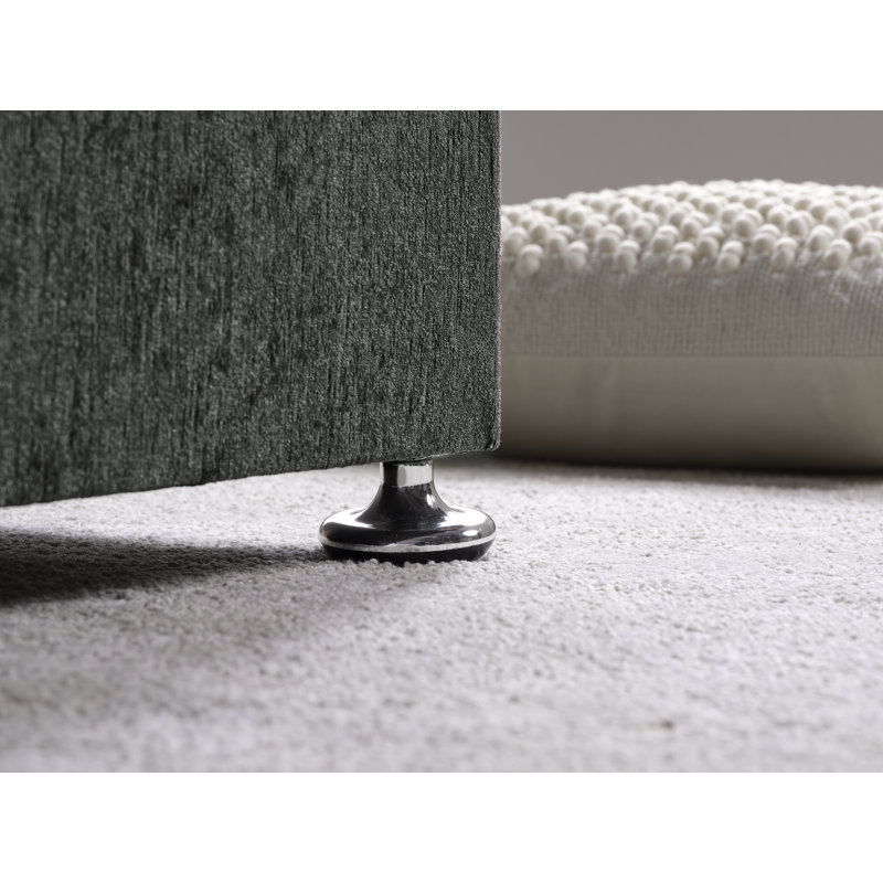 Chenille Divan Bed Base, Double (4'6), Left Side Drawers, Charcoal
