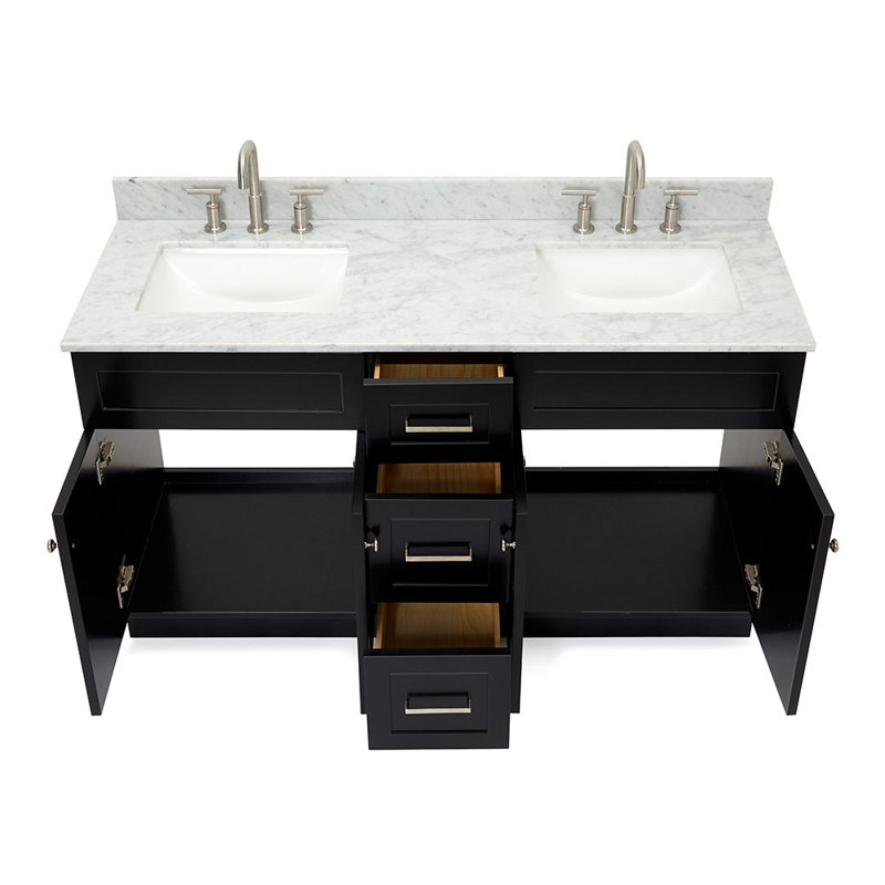 Partham 61" Double Bathroom Vanity Set, Black