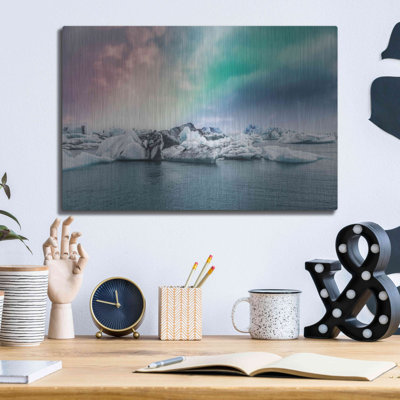 " Northern Lights Aurora Borealis Over Jokulsarlon " by Luxe Metal Portfolio