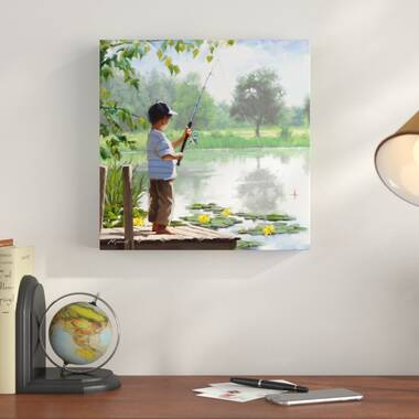 Charlton Home® Boy Fishing On Canvas by The Macneil Studio Print