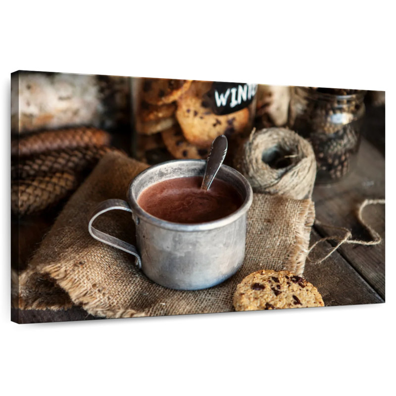 Chocolat chaud et biscuit, H 20 po x l 30 po