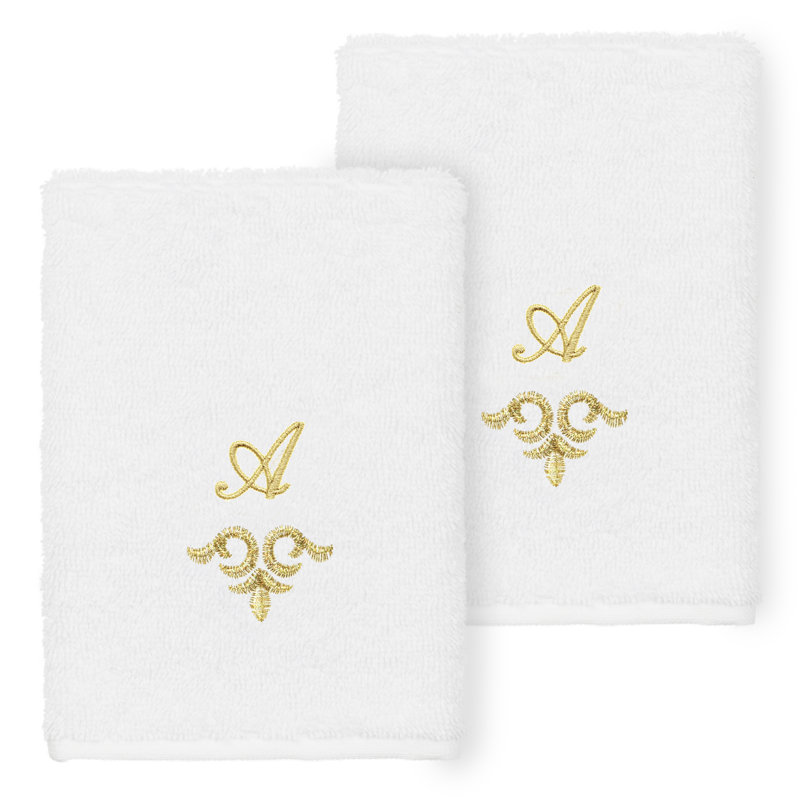 Linum Home Textiles 100% Turkish Cotton MONICA 2PC Embellished Washcloth Set, A