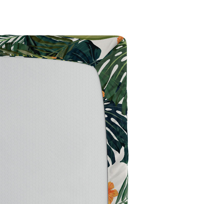 Microfiber Floral Fitted Sheet, Full Fitted Sheet, Green/Orange Floral 7