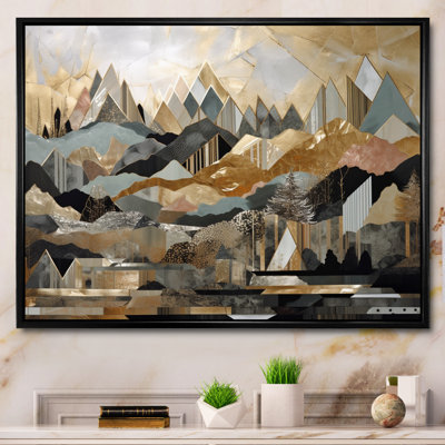 Gris et or géométrique Horizons I - art mural géométrique de la ville