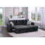 Canapé d'angle convertible en velours noir avec lit gigogne et méridienne de rangement, 2 pièces