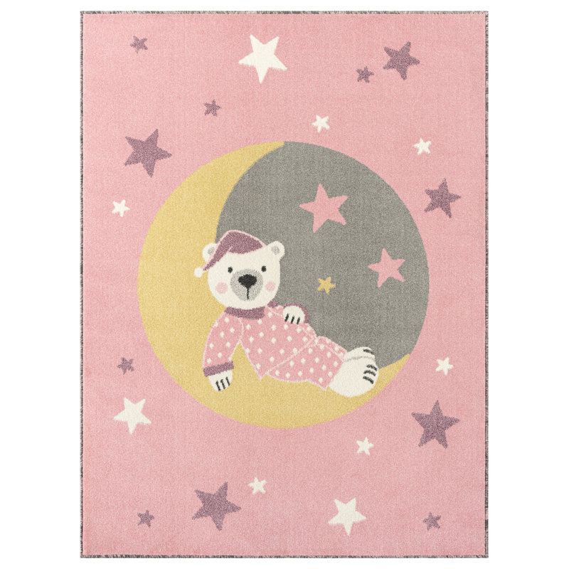 Tapis pour enfant ourson sur la lune Camelot, Rectangle 3 pi 6 po x 5 pi 6 po