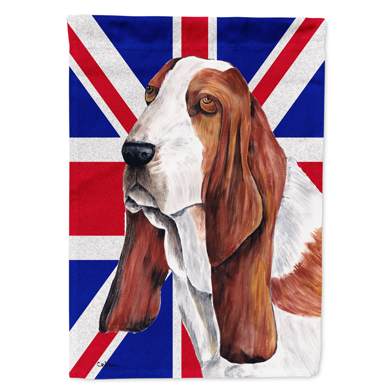 40 x 28 po en polyester britannique 2 faces english union jack drapeau maison, Basset hound 4