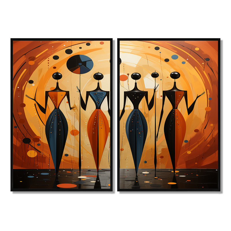 Art africain sur toile, "African Soulful III", Black, 36" H x 48" W, Impression encadrée flottante