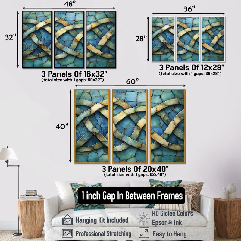 Ensemble de salon art mural jaune, Toile avec cadre flottant noir, H 32 po x l 48 po x P 1 po