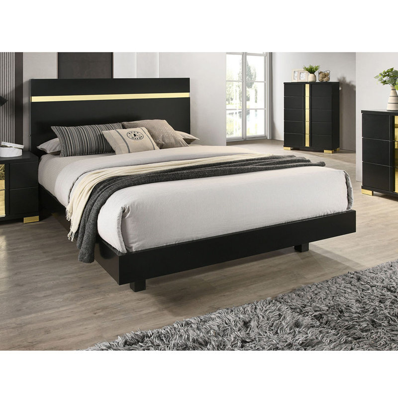 Cadre de lit 1pc, Noir, noir, noir, noir, Grand lit