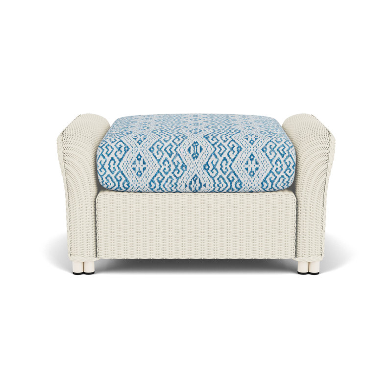 Reflections Outdoor Ottoman, White, Hickory