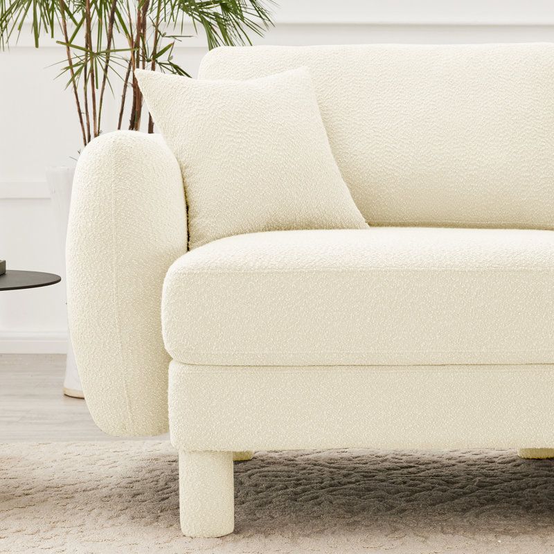 Tissu beige moderne 2 avec cadre en bois et sièges pour un canapé de maison élégant en beige, design élégant et doux pour une utilisation quotidienne
