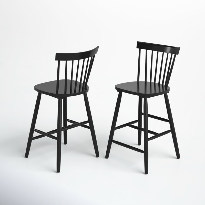 Solid Wood Counter Stool, Black, Counter Stool (61cm Seat Height)