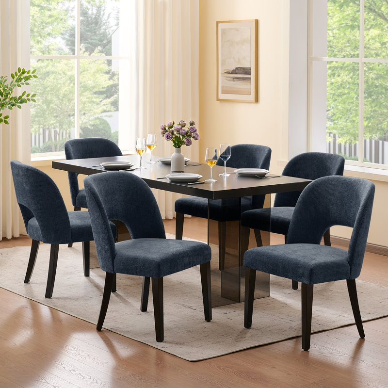 47cm H Upholstered Upholstered Back Side Chair, Blue