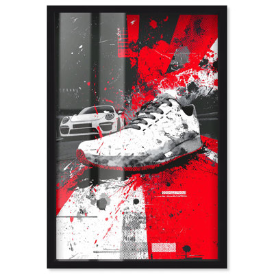 Speed Through Sneaker Shadowbox Print Sneaker Wall Art by Art Remedy, Black Frame, 36 x 54