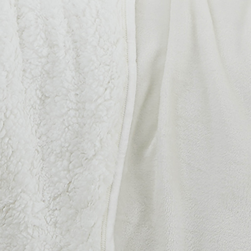  Oversized Sherpa Fleece Blanket, Queen, Cream