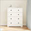 Commode à 5 tiroirs avec porte de style campagnard, rangement spacieux et finition blanche moderne pour une utilisation polyvalente à la maison