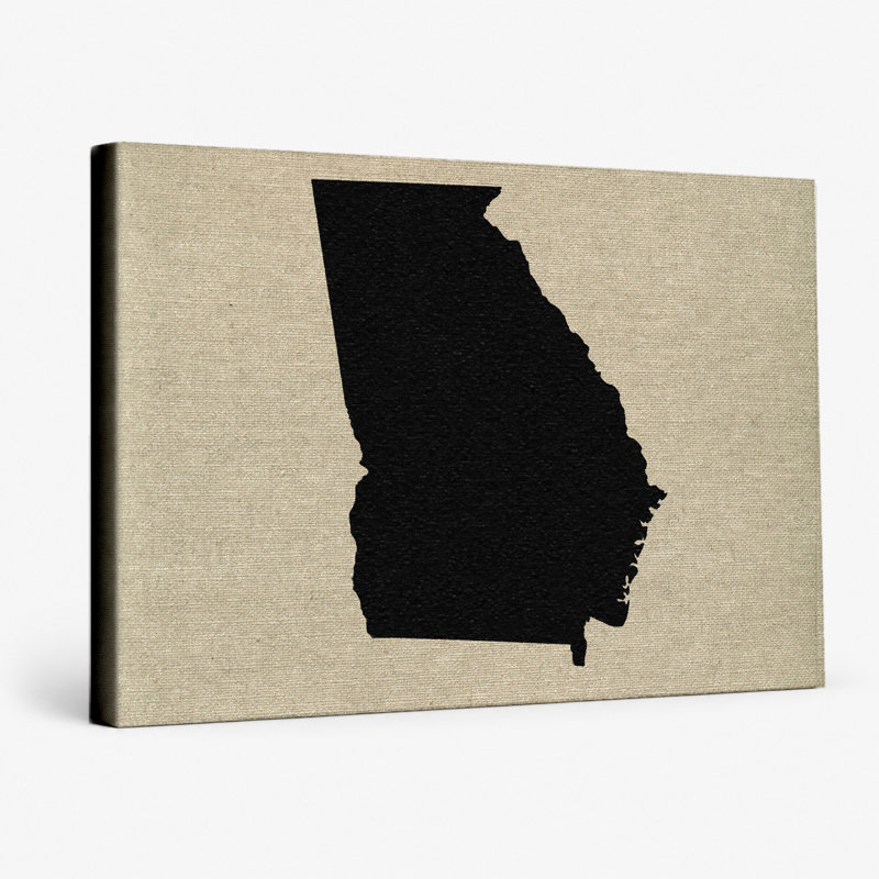 Georgia State Silhouette - paysage, art mural sur toile, 36" W x 24" H