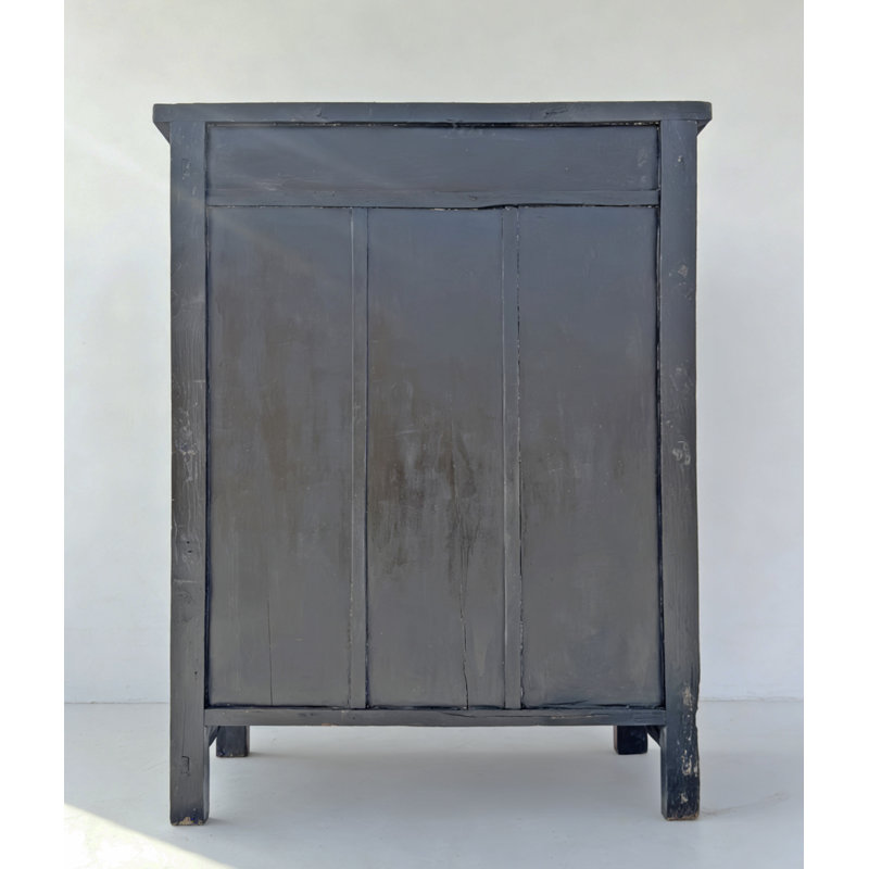 Chinoiserie-Style Hand-Painted Elm Cabinet