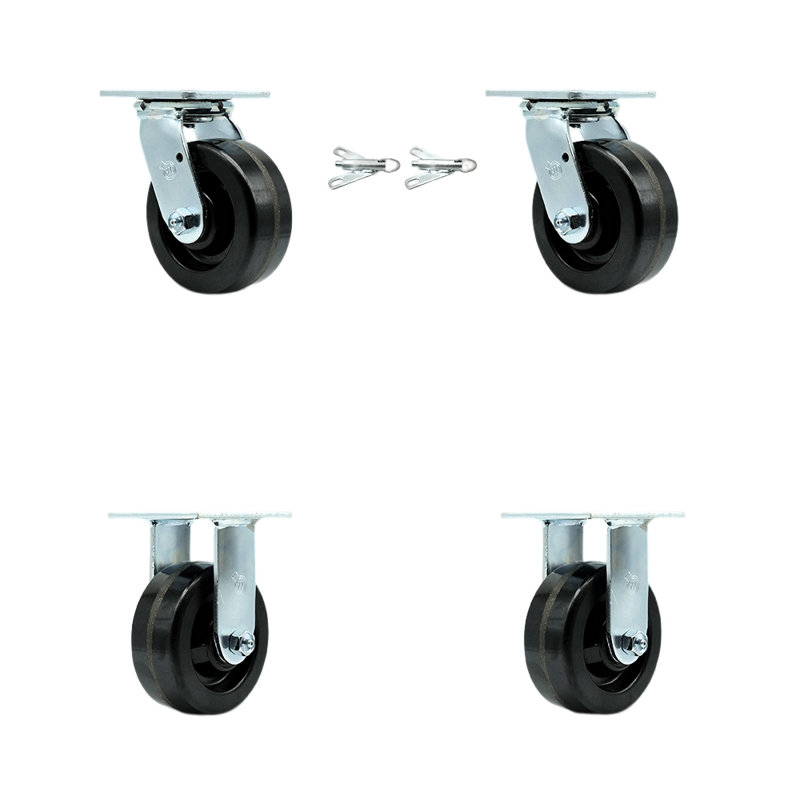 5 Inch Phenolic Caster Set with Roller Bearings 2 Swivel Lock 2 Rigid SCC|SCC-30CS520-PHR-BSL-2-R-2