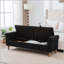 Banc de rangement rembourré 65,75 "avec double couvercle et accoudoirs roulés - noir