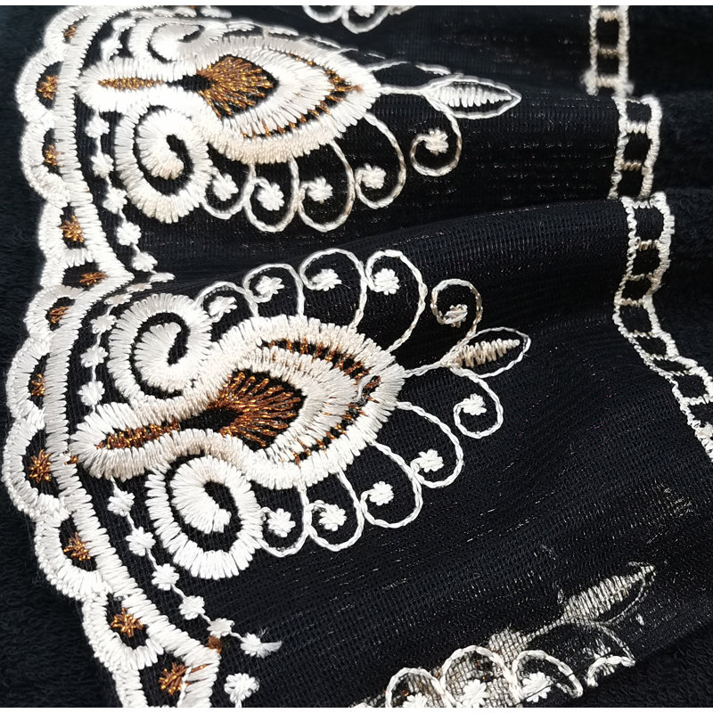 Ensemble de serviettes 100% coton 3 pièces Carli, Noir