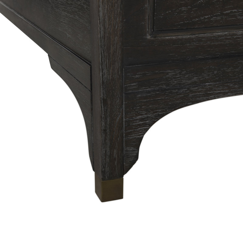 Alexandra Bed - Dark, Queen, Cerused Forest Black/Stained Gold