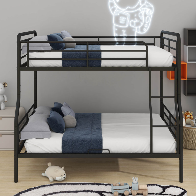 Full XL Over Queen Metal Bunk Bed, Noir