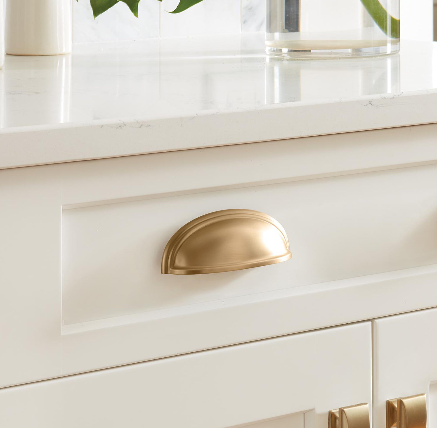 Ashby 4" Cup Bin Cabinet Pull, Golden Champagne