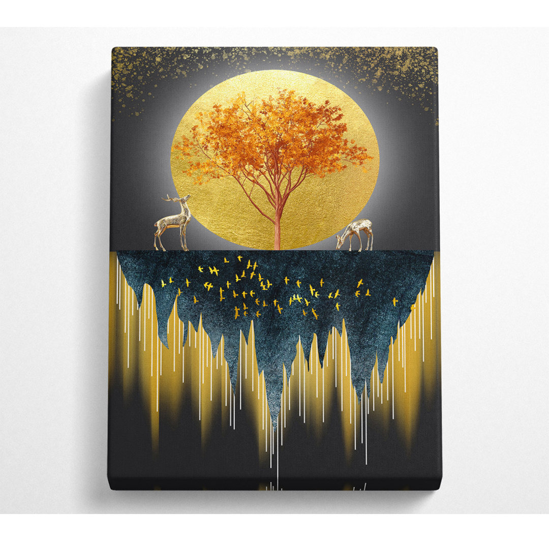 Golden Moon - Kunstdrucke auf Leinwand ohne Rahmen