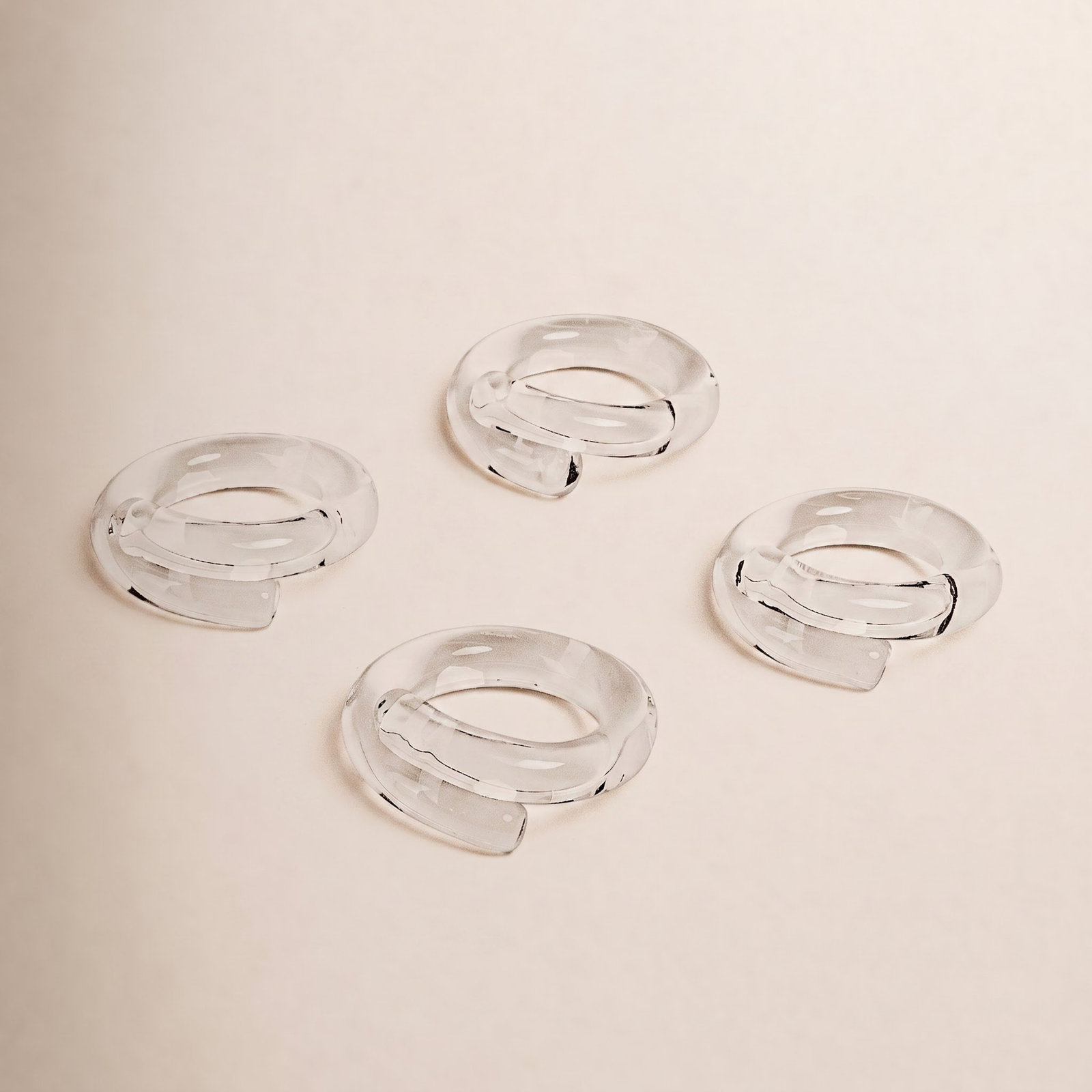 Over and Back Glass Napkin Rings, Clear