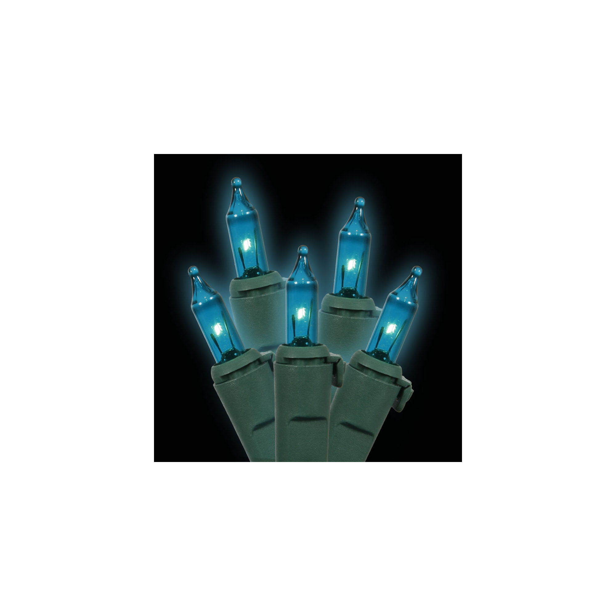 Mini Christmas Lights -  Wire Set, Teal, 23' L