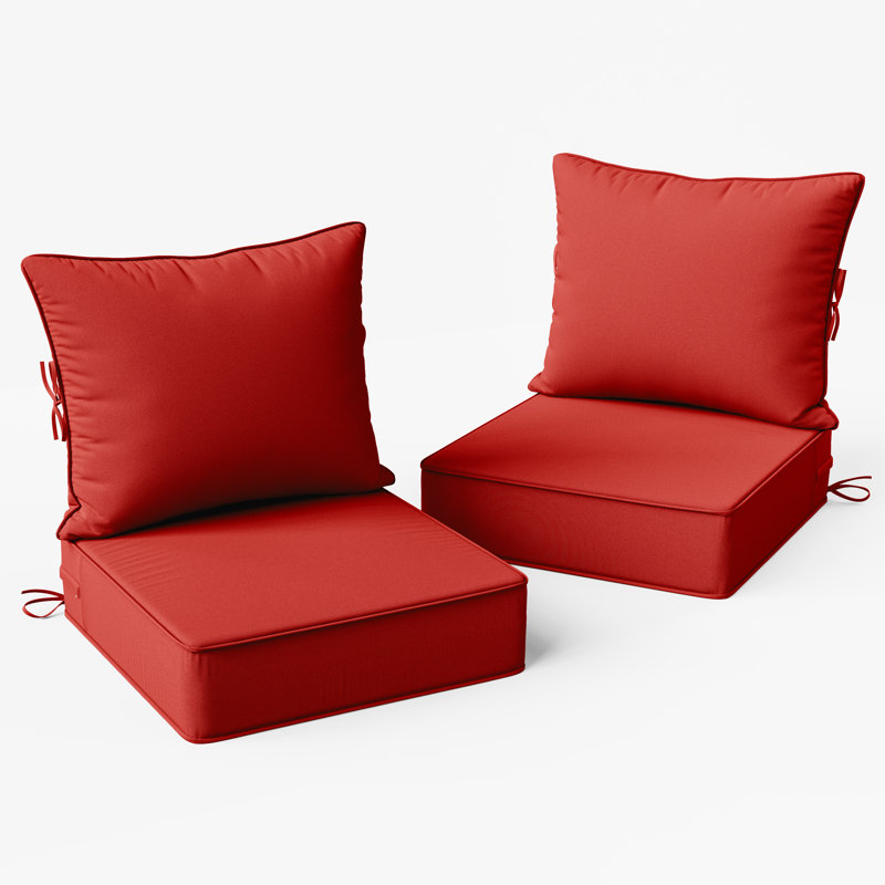 24"W X 24"D Outdoor Deep Seating Cushions 6.5” Indoor/Outdoor Seat And Back Cushion, Cushions Only, Red