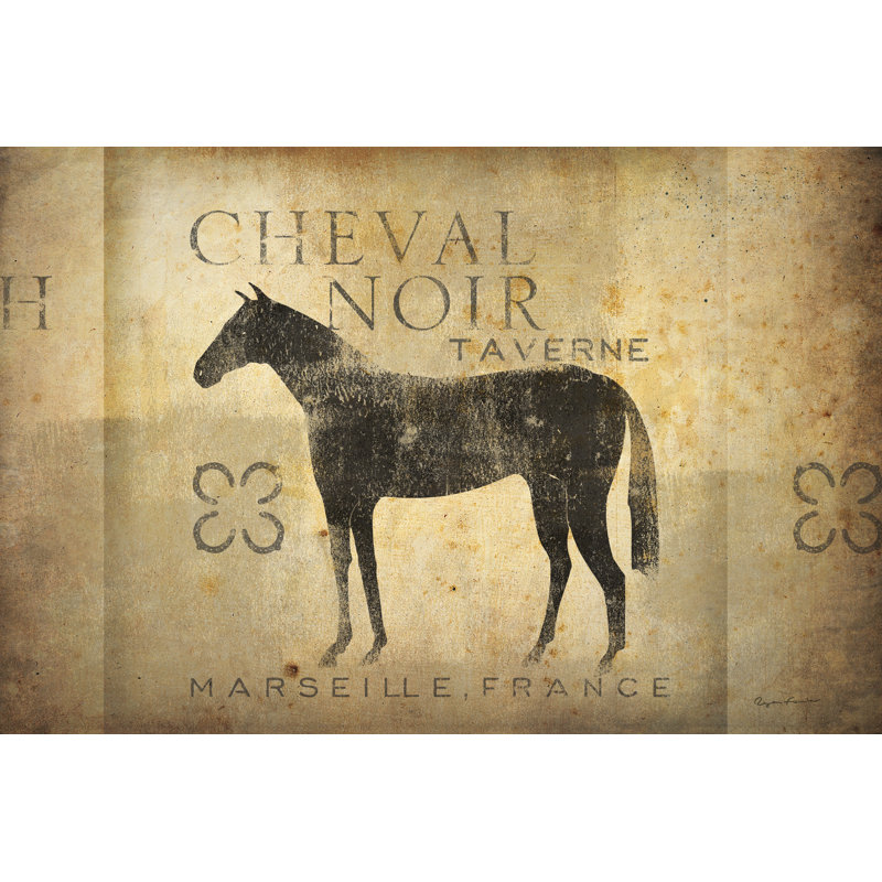 Cheval noir V4, H 8 po x l 12 po x P 1,25 po