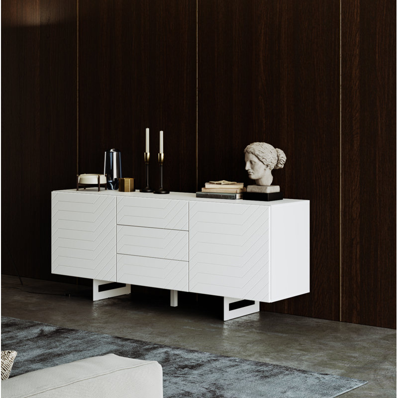 Fadson 165cm Sideboard, White/White