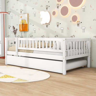 Clyda Daybed with Twin Trundle and Fence Guardrails