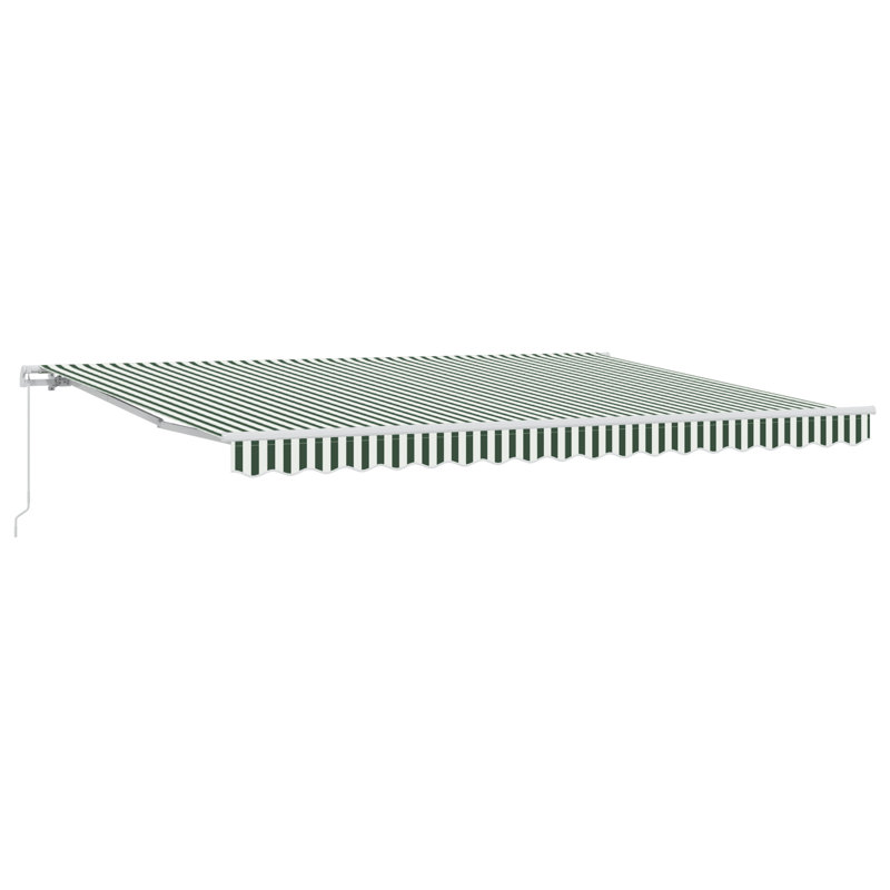 Retractable Awning, 450 cm W x 350 cm D, Green Striped